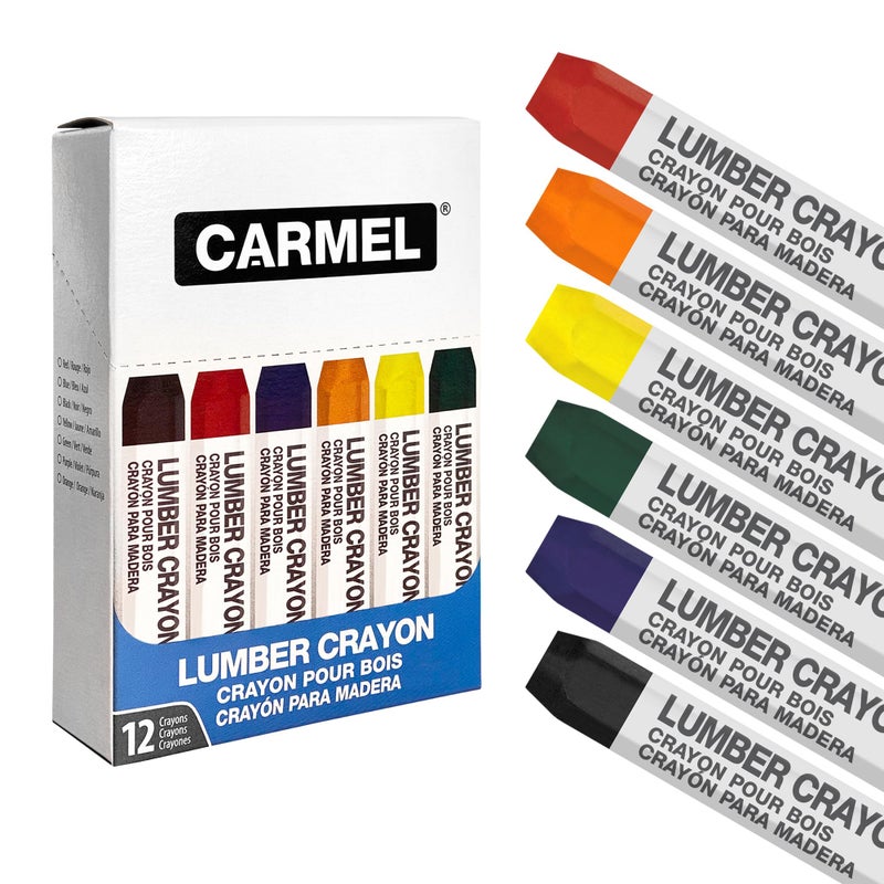 Carmel Lumber Crayon, Box of 12 (Assorted Colors), Lumber Marking Crayon, Lumber Marker, Keel Crayon, high-Density Clay Based Paint Crayon, Ideal for Marking on Wood, Lumber, Timber - Image 1